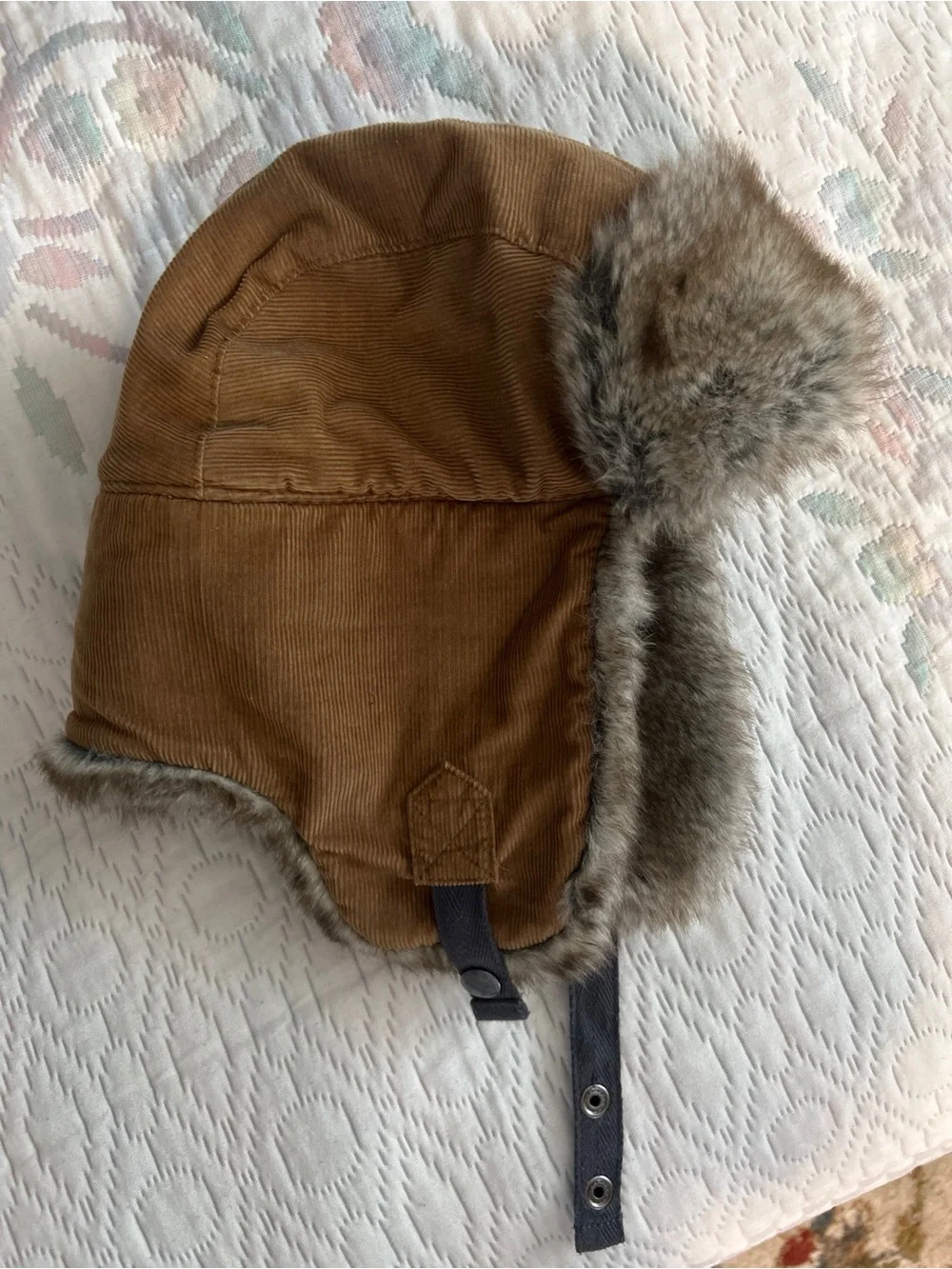 Columbia Brown Corduroy Faux-Fur Trapper Hat Kids Size L/XL